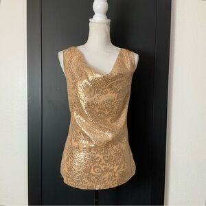 J. Crew Gold Silk/Metallic Blend Cowl Neck Top - Size 10
